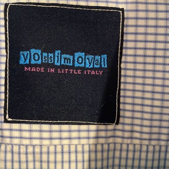 Men’s Dress Shirt Blue and White Check Cotton Custom Made Fitted - Picture 3 of 6